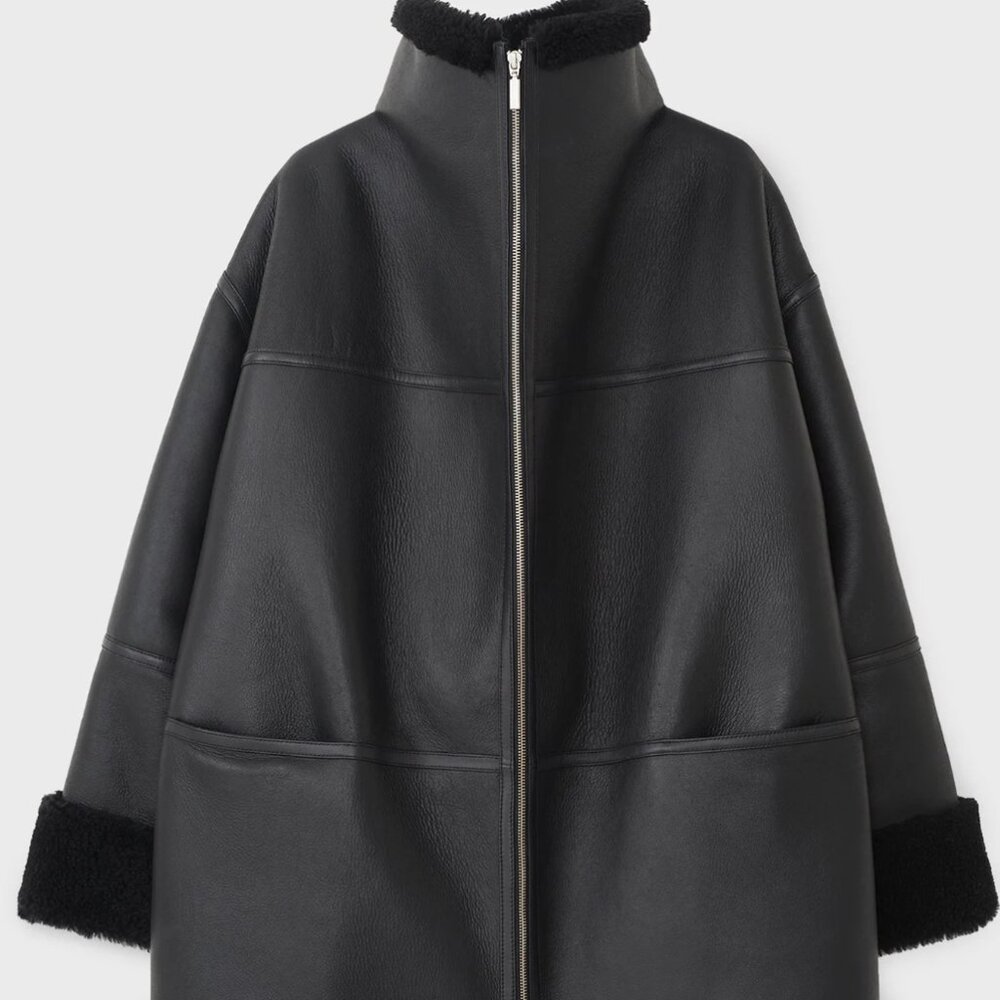 Authentic Toteme Women's Fur Zip-up Leather Jacket coat (MFSP $2500) XS/S